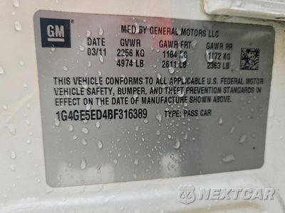 Zdjęcie 12 z 12 samochodu: 2011 BUICK LACROSSE CXS VIN:1G4GE5ED4BF316389 - miniatura