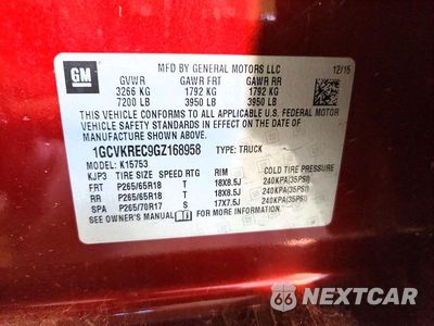 Zdjęcie 12 z 12 samochodu: 2016 CHEVROLET SILVERADO K1500 LT VIN:1GCVKREC9GZ168958 - miniatura