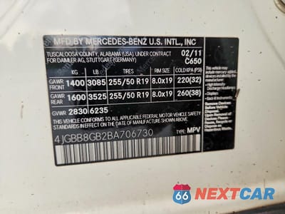 Zdjęcie 13 z 13 samochodu: 2011 MERCEDES-BENZ ML 350 4MATIC VIN:4JGBB8GB2BA706730 - miniatura
