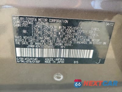 Zdjęcie 13 z 13 samochodu: 2012 TOYOTA RAV4 BASE VIN:JTMBF4DV2C5056551 - miniatura