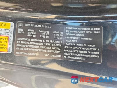 Zdjęcie 12 z 12 samochodu: 2016 BUICK CASCADA PREMIUM VIN:W04WT3N52GG006577 - miniatura
