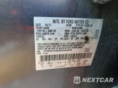 Zdjęcie 13 z 13 samochodu: 2011 FORD EXPLORER XLT VIN:1FMHK7D83BGA44439 - miniatura