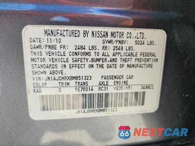 Zdjęcie 13 z 13 samochodu: 2011 INFINITI EX35 BASE VIN:JN1AJ0HRXBM851323 - miniatura