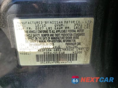 Zdjęcie 12 z 12 samochodu: 2011 NISSAN SENTRA 2.0 VIN:3N1AB6AP2BL661213 - miniatura