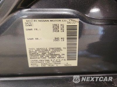 Zdjęcie 12 z 12 samochodu: 2022 NISSAN ALTIMA S VIN:1N4BL4BV3NN372576 - miniatura