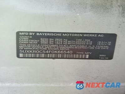 Zdjęcie 14 z 14 samochodu: 2015 BMW X5 XDRIVE35I VIN:5UXKR0C54F0K66540 - miniatura