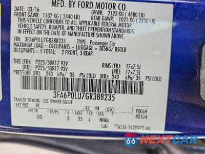Zdjęcie 12 z 12 samochodu: 2016 FORD FUSION SE HYBRID VIN:3FA6P0LU7GR388235 - miniatura