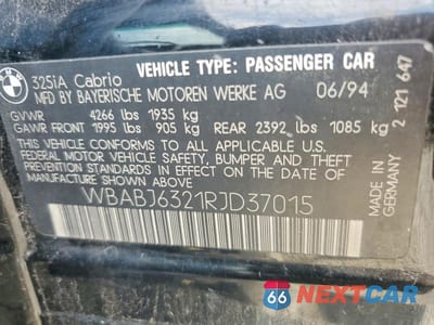 Zdjęcie 12 z 12 samochodu: 1994 BMW 325 IC AUTOMATIC VIN:WBABJ6321RJD37015 - miniatura