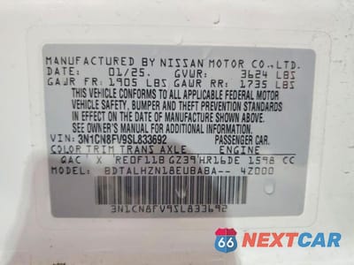 Zdjęcie 12 z 12 samochodu: 2025 NISSAN VERSA SR VIN:3N1CN8FV9SL833692 - miniatura