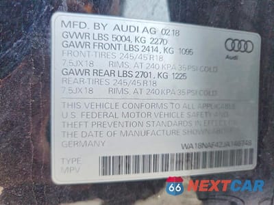 Zdjęcie 12 z 12 samochodu: 2018 AUDI A4 ALLROAD PREMIUM PLUS VIN:WA18NAF42JA146748 - miniatura