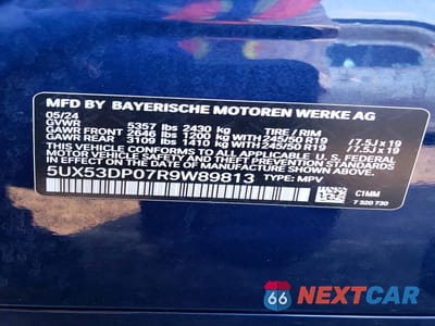 Zdjęcie 13 z 13 samochodu: 2024 BMW X3 XDRIVE30I VIN:5UX53DP07R9W89813 - miniatura