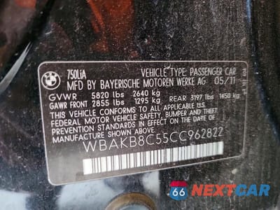 Zdjęcie 12 z 12 samochodu: 2012 BMW 750 LI VIN:WBAKB8C55CC962822 - miniatura