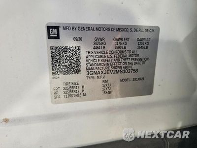 Zdjęcie 12 z 12 samochodu: 2021 CHEVROLET EQUINOX LT VIN:3GNAXJEV2MS103758 - miniatura