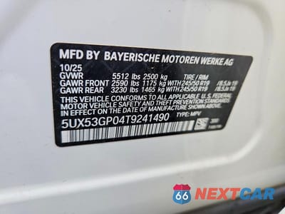 Zdjęcie 13 z 13 samochodu: 2026 BMW X3 30 XDRIVE VIN:5UX53GP04T9241490 - miniatura