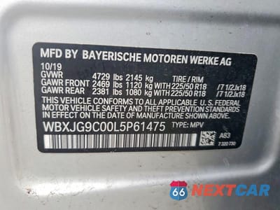 Zdjęcie 13 z 13 samochodu: 2020 BMW X1 XDRIVE28I VIN:WBXJG9C00L5P61475 - miniatura