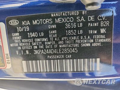 Zdjęcie 12 z 12 samochodu: 2020 KIA RIO S VIN:3KPA24AD4LE285045 - miniatura