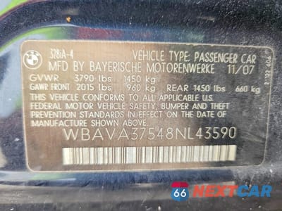 Zdjęcie 12 z 12 samochodu: 2008 BMW 328 I VIN:WBAVA37548NL43590 - miniatura