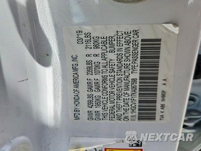 Zdjęcie 12 z 12 samochodu: 2019 HONDA ACCORD LX VIN:1HGCV1F17KA067598 - miniatura