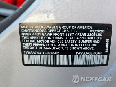 Zdjęcie 12 z 12 samochodu: 2020 VOLKSWAGEN PASSAT S VIN:1VWAA7A31LC026562 - miniatura