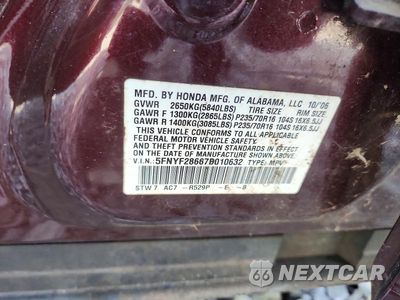 Zdjęcie 13 z 13 samochodu: 2007 HONDA PILOT EXL VIN:5FNYF28667B010632 - miniatura