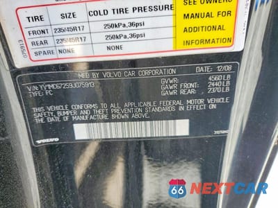 Zdjęcie 12 z 12 samochodu: 2009 VOLVO C70 T5 VIN:YV1MC67259J075913 - miniatura
