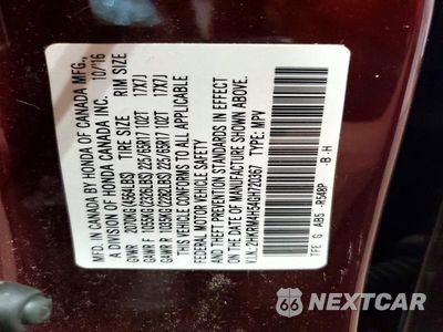 Zdjęcie 13 z 13 samochodu: 2016 HONDA CR-V EX VIN:2HKRM4H54GH720367 - miniatura