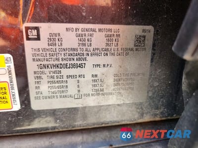 Zdjęcie 13 z 13 samochodu: 2014 CHEVROLET TRAVERSE LT VIN:1GNKVHKD0EJ369457 - miniatura