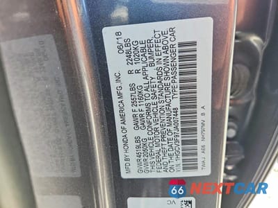 Zdjęcie 12 z 12 samochodu: 2018 HONDA ACCORD TOURING HYBRID VIN:1HGCV3F97JA007448 - miniatura