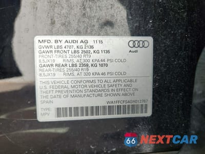 Zdjęcie 12 z 12 samochodu: 2016 AUDI Q3 PRESTIGE VIN:WA1FFCFS4GR012767 - miniatura