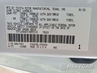 Zdjęcie 13 z 13 samochodu: 2026 TOYOTA TUNDRA SR5 VIN:5TFLA5AB3TX055318 - miniatura