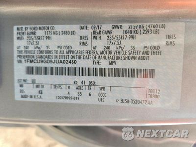 Zdjęcie 14 z 14 samochodu: 2018 FORD ESCAPE SE VIN:1FMCU9GD9JUA02480 - miniatura