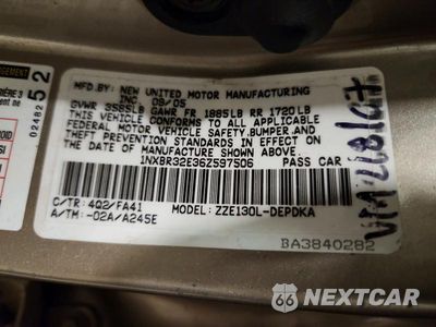 Zdjęcie 12 z 12 samochodu: 2006 TOYOTA COROLLA CE VIN:1NXBR32E36Z597506 - miniatura