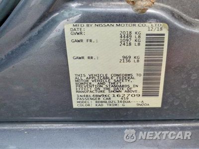 Zdjęcie 12 z 12 samochodu: 2019 NISSAN ALTIMA S VIN:1N4BL4BW9KC162709 - miniatura