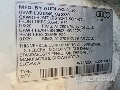 Zdjęcie 14 z 14 samochodu: 2020 AUDI Q7 PREMIUM VIN:WA1AXAF73LD011351 - miniatura