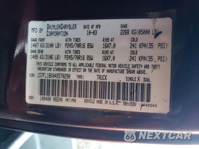 Zdjęcie 12 z 12 samochodu: 2004 DODGE DAKOTA SXT VIN:1D7FL16K04S570290 - miniatura