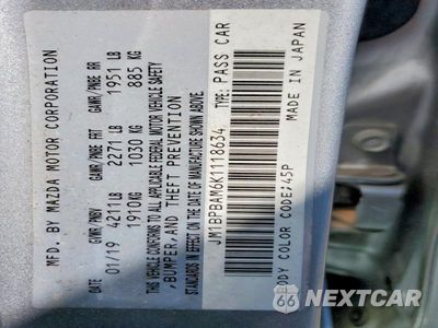 Zdjęcie 12 z 12 samochodu: 2019 MAZDA 3 SELECT VIN:JM1BPBAM6K1118634 - miniatura