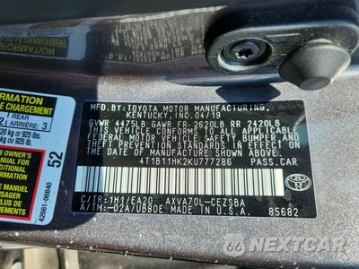 Zdjęcie 12 z 12 samochodu: 2019 TOYOTA CAMRY SE VIN:4T1B11HK2KU777286 - miniatura