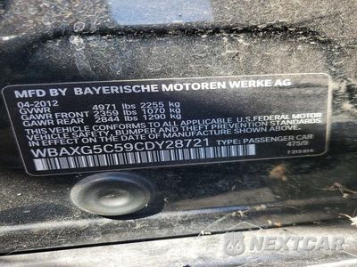Zdjęcie 12 z 12 samochodu: 2012 BMW 528 I VIN:WBAXG5C59CDY28721 - miniatura