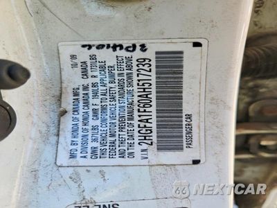 Zdjęcie 13 z 13 samochodu: 2010 HONDA CIVIC LX-S VIN:2HGFA1F60AH517239 - miniatura