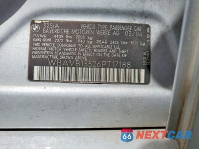 Zdjęcie 12 z 12 samochodu: 2006 BMW 325 I VIN:WBAVB13526PT17188 - miniatura