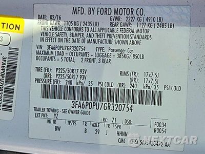 Zdjęcie 12 z 12 samochodu: 2016 FORD FUSION SE VIN:3FA6P0PU7GR320754 - miniatura