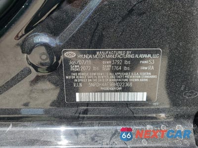 Zdjęcie 12 z 12 samochodu: 2011 HYUNDAI ELANTRA GLS VIN:5NPDH4AE9BH022368 - miniatura