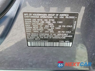 Zdjęcie 13 z 13 samochodu: 2022 VOLKSWAGEN ATLAS SE VIN:1V2KR2CAXNC545920 - miniatura