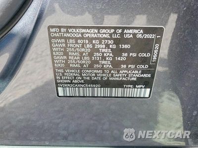 Zdjęcie 13 z 13 samochodu: 2022 VOLKSWAGEN ATLAS SE VIN:1V2KR2CAXNC545920 - miniatura