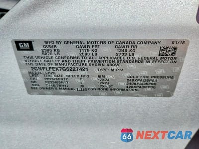 Zdjęcie 13 z 13 samochodu: 2016 CHEVROLET EQUINOX LT VIN:2GNFLFEK7G6227421 - miniatura