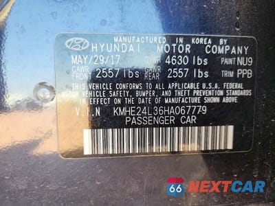 Zdjęcie 12 z 12 samochodu: 2017 HYUNDAI SONATA HYBRID SE VIN:KMHE24L36HA067779 - miniatura