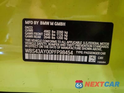 Zdjęcie 13 z 13 samochodu: 2023 BMW M3 COMPETITION VIN:WBS43AY00PFP98454 - miniatura