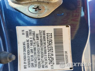 Zdjęcie 12 z 12 samochodu: 2007 HONDA CIVIC LX VIN:2HGFG12637H507222 - miniatura