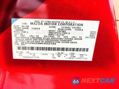 Zdjęcie 13 z 13 samochodu: 2008 MAZDA TRIBUTE I VIN:4F2CZ92Z98KM32184 - miniatura