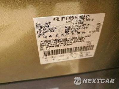 Zdjęcie 13 z 13 samochodu: 2012 FORD EXPLORER XLT VIN:1FMHK7D81CGA41931 - miniatura